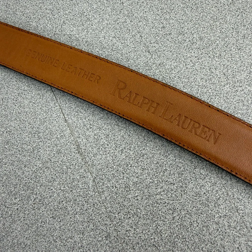 Ralph Lauren Belt Womens Small Black Leather Crocodile Embossed Silver Buckle